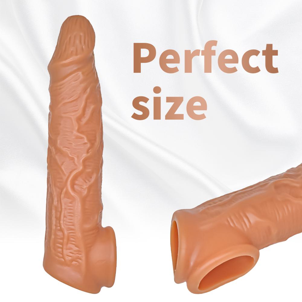 16/20CM Realistic Penis Sleeve Extender Reusable Dildos Condom Delay Ejaculation Dick Enlargement Sex Toys for Men