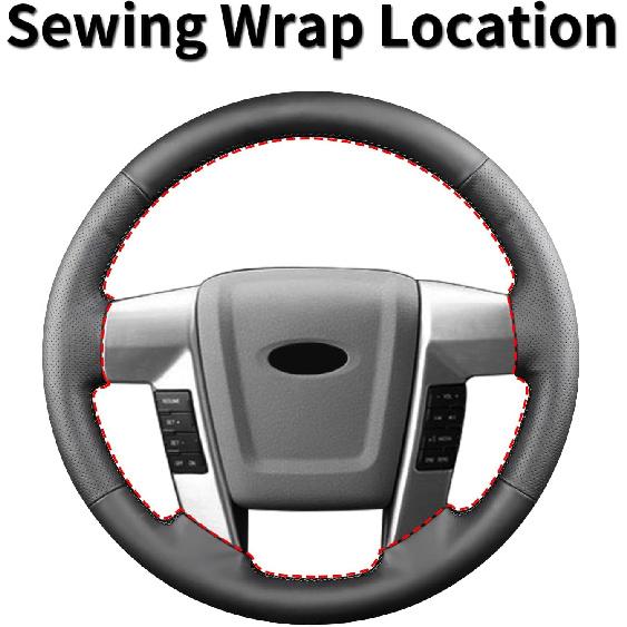 Hand Sewn Steering Wheel Cover Microfiber Leather Stitched on Wrap,Fit for Ford 2015 Expedition/2014 F-150 Tremor/2013 F-150/2010 2011 F-150
