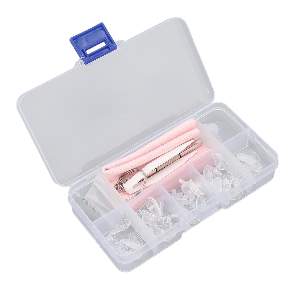 Eye Glass Repairing Kit Multiple Silicone Nosepiece Screwdriver Screw Tweezers Mirror Cloth Set