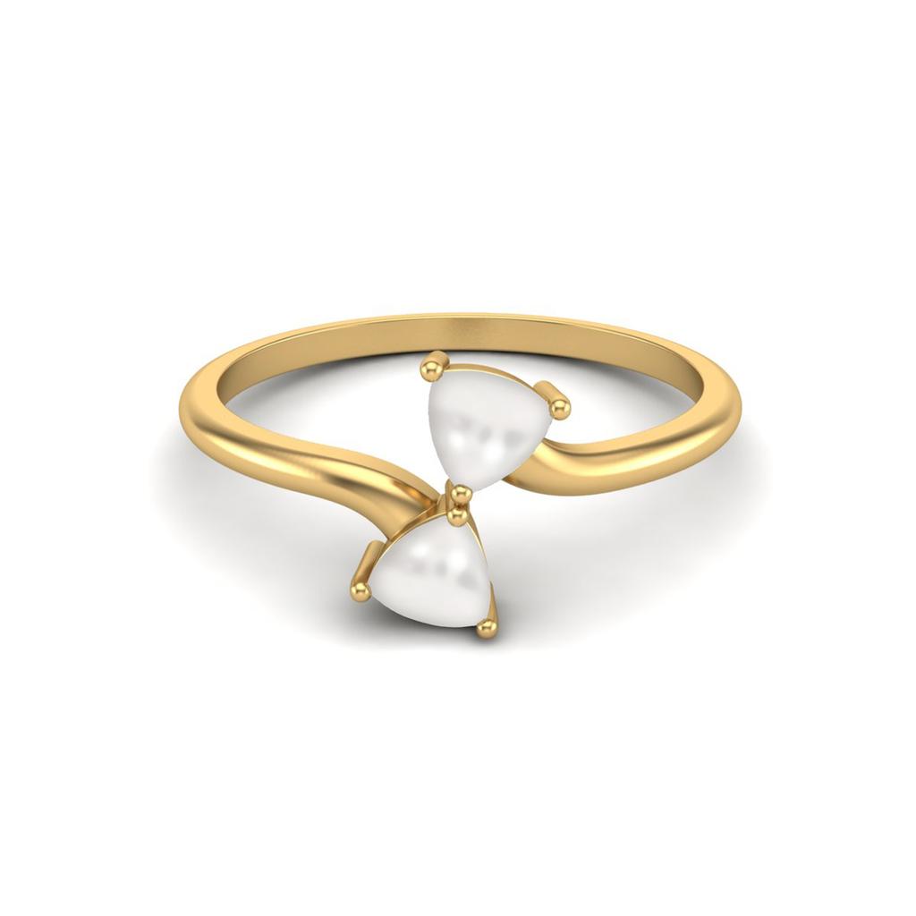 0.50 Cts Trilion Pearl Double Stone Bypass 925 Sterling Silver Gold Vermeil Engagement Women Ring