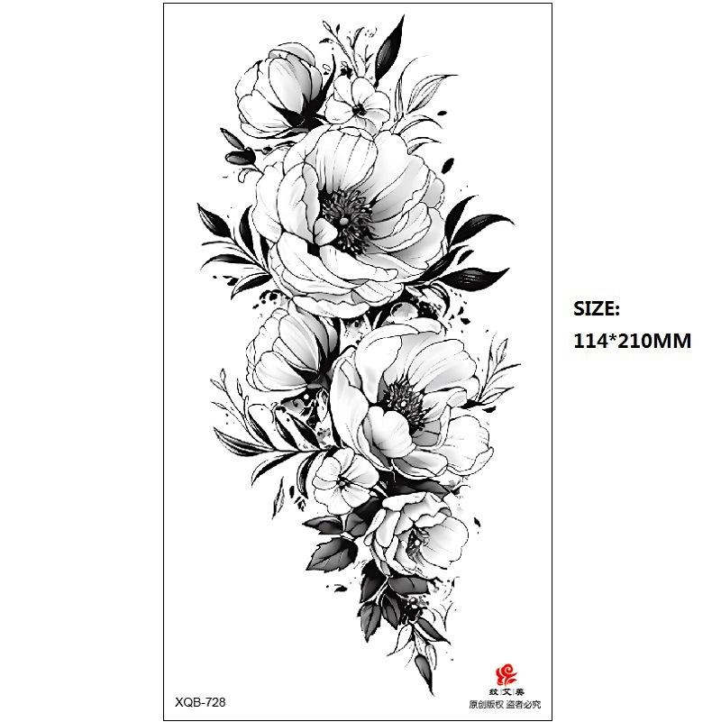 Emmy Black Series Butterfly Rose Flower Tattoo Sticker Set Water Transfer Paper