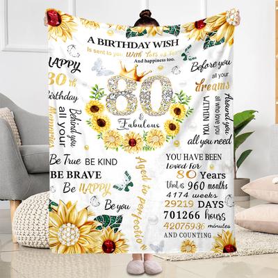 80th Birthday Celebration flannel,Lightweight,Flannel Blanket,Comfortable Blanket, Sofa Blanket, Gift blankets,Holiday Gift Blanket Blankets