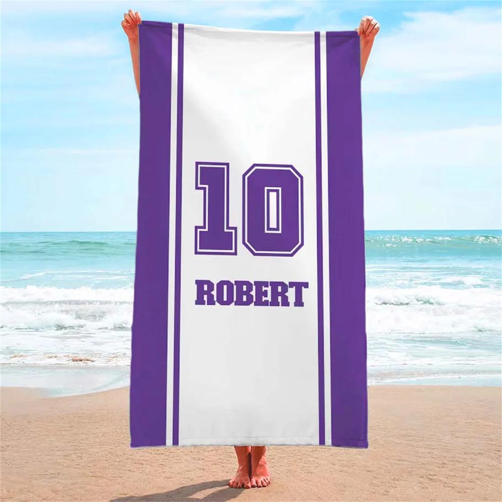 Sport Team Beach Towel with Badminton Tennis Club Logo Volleyball Soccer Design for School Teams Gift