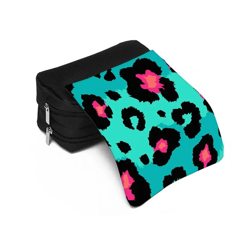 Pink Leopard Pattern Double Flip Fabric Unisex Best Gift 3D Pencil Pouch School Office Use Children