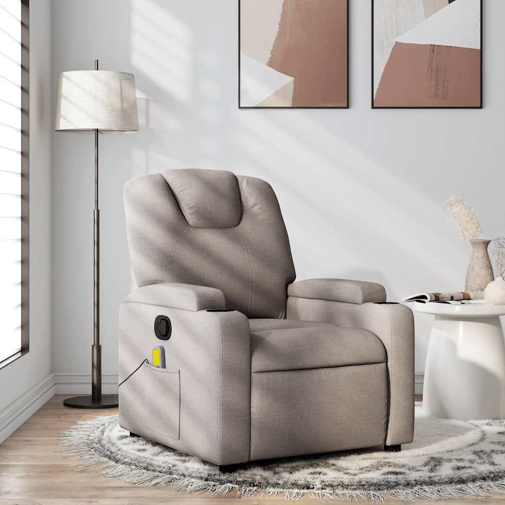 Vidaxl Ausklappbarer Massagesessel, Taupe, Stoffbezogen