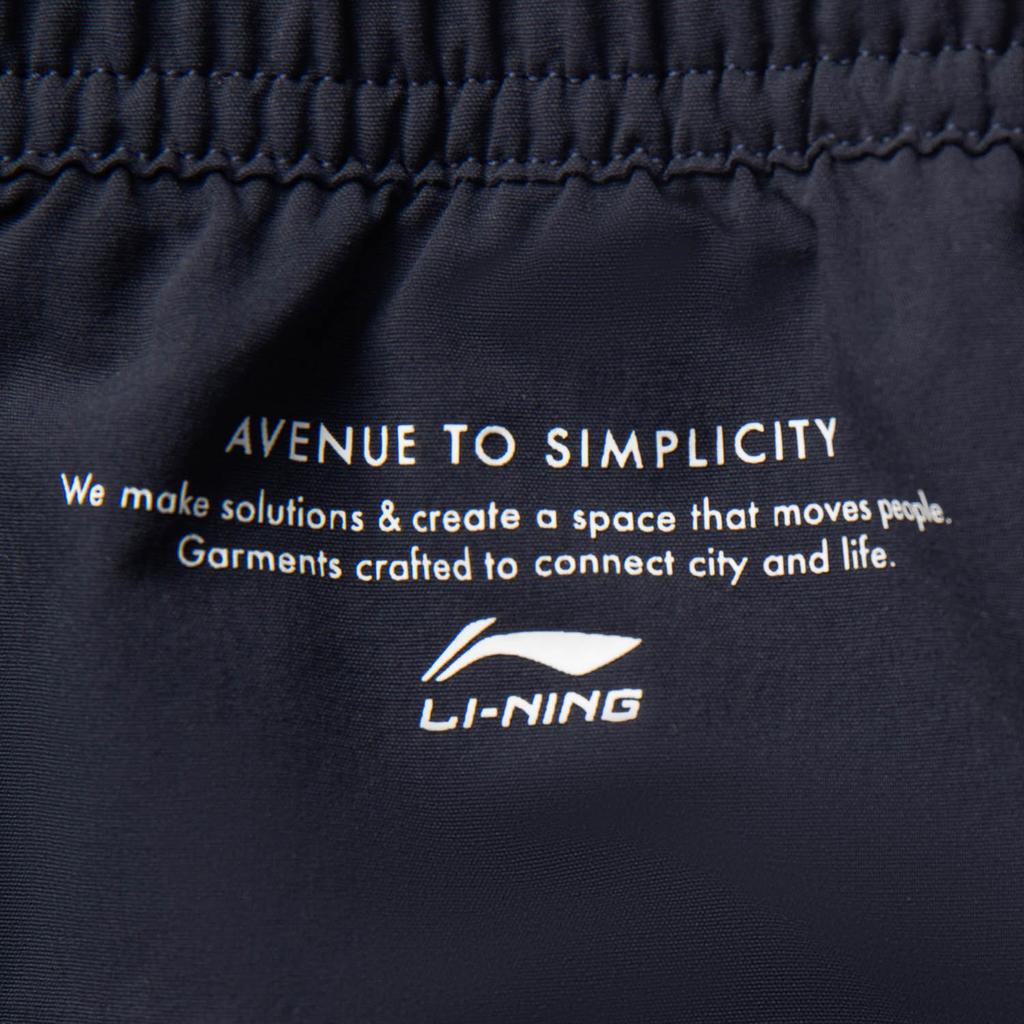 Li Ning Sports Lifestyle Series Solid Color Mid Waist Breathable Versatile Straight Leg Sports Shorts Men shorts Deep-Blue AKSV421-4
