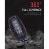 for Ford and for Lincoln Key Fob Cover Leather Car Key Chain Case Holder Compatible for Explorer Mustang Edge Fusion F150 MKZ MKC -Black
