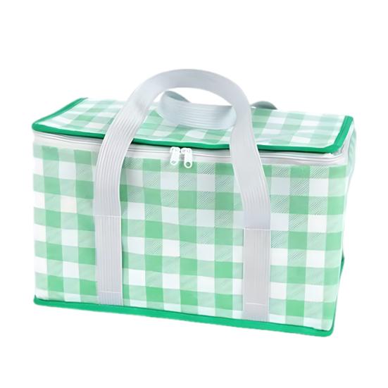 Picnic Bag Waterproof Insulated Cooler with Thick Aluminum Lining Wear-Resistant Oxford Cloth Mat Foldable Seating Pad for Outdoor Camping Beach