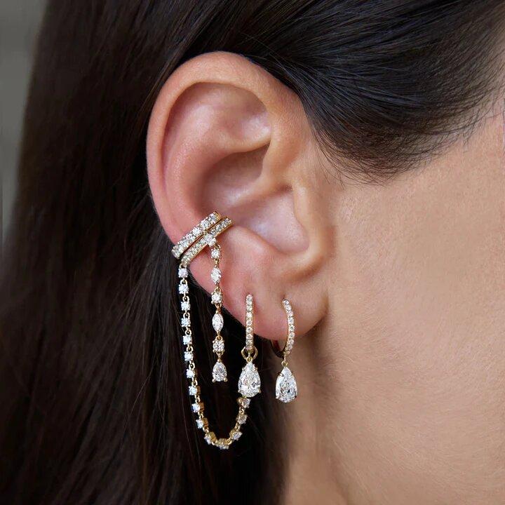 2026 New Various Styles 5A Cubic Zirconia CZ Charm Tassel Chain No Piercing Elegance Women Ear Cuff Clip on Earring