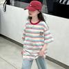 Girls' Summer Retro Striped Short-Sleeved T-Shirt