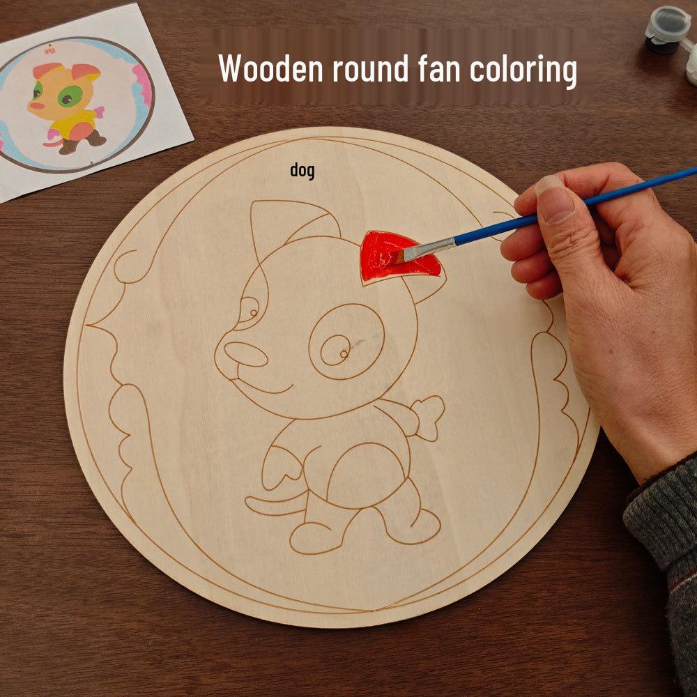 Handmade Zodiac Round Fan DIY Kit - Art Class Wooden Craft for Kids