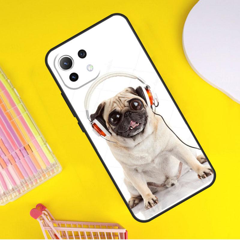 Mops sitzend mit Fliege Rosen Hülle für Xiaomi 14 13 Ultra 11T 12T 13T 14T Pro POCO X7 Pro X3 X5 F3 F5 F6 M6 X6 Pro Hülle