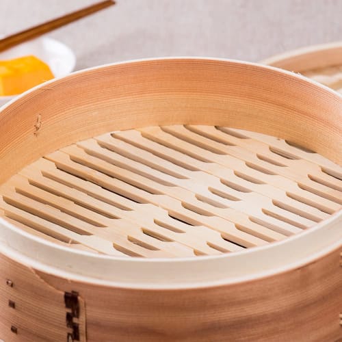 Dasoguy Premium 18cm Handmade Wooden Steamer with Two-Tier Steaming Basket for Dumplings, Dim Sum, Baozi, Rice, Vegetables, Meat, and Fish, Ideal for