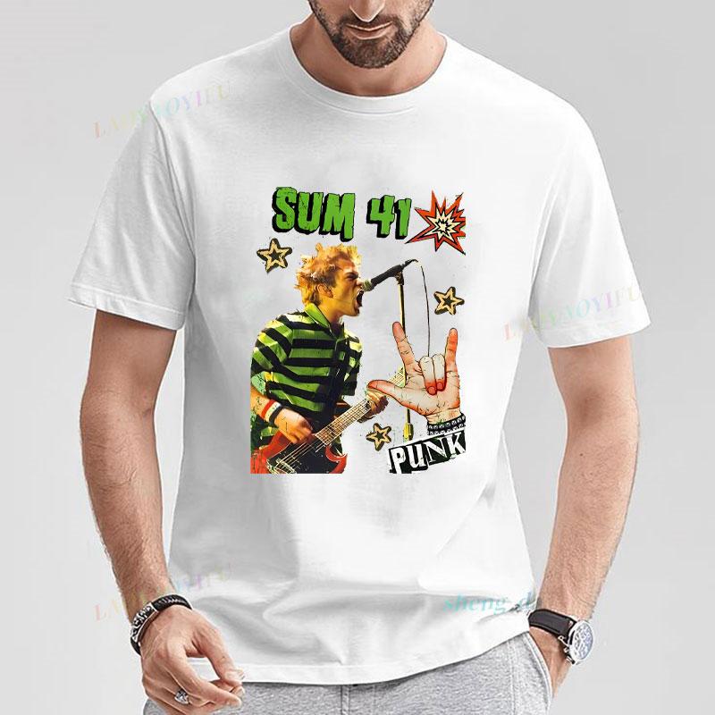 Rock Band Playera Sum 41  Unisexs T Shirts SUM41 Popular Punk Graphic Short Sleeve O Neck TShirt Casual Loose Clothes