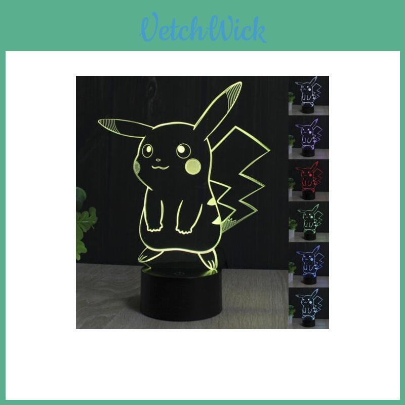 Premium Quality Pokemon Go Pikachu 3d Led Lamp With 7 Vibrant Color Changing Touch Switch