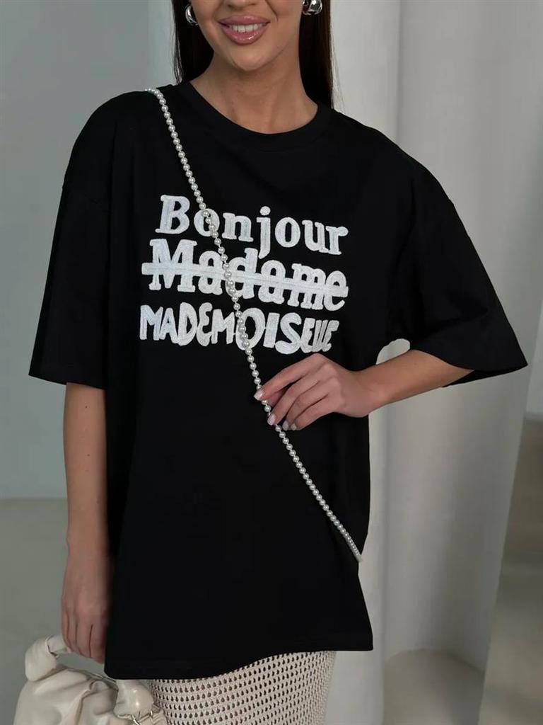 Versatile Retro Print Women's High Street Short Sleeve T-Shirt: European & American Trendy Niche Style