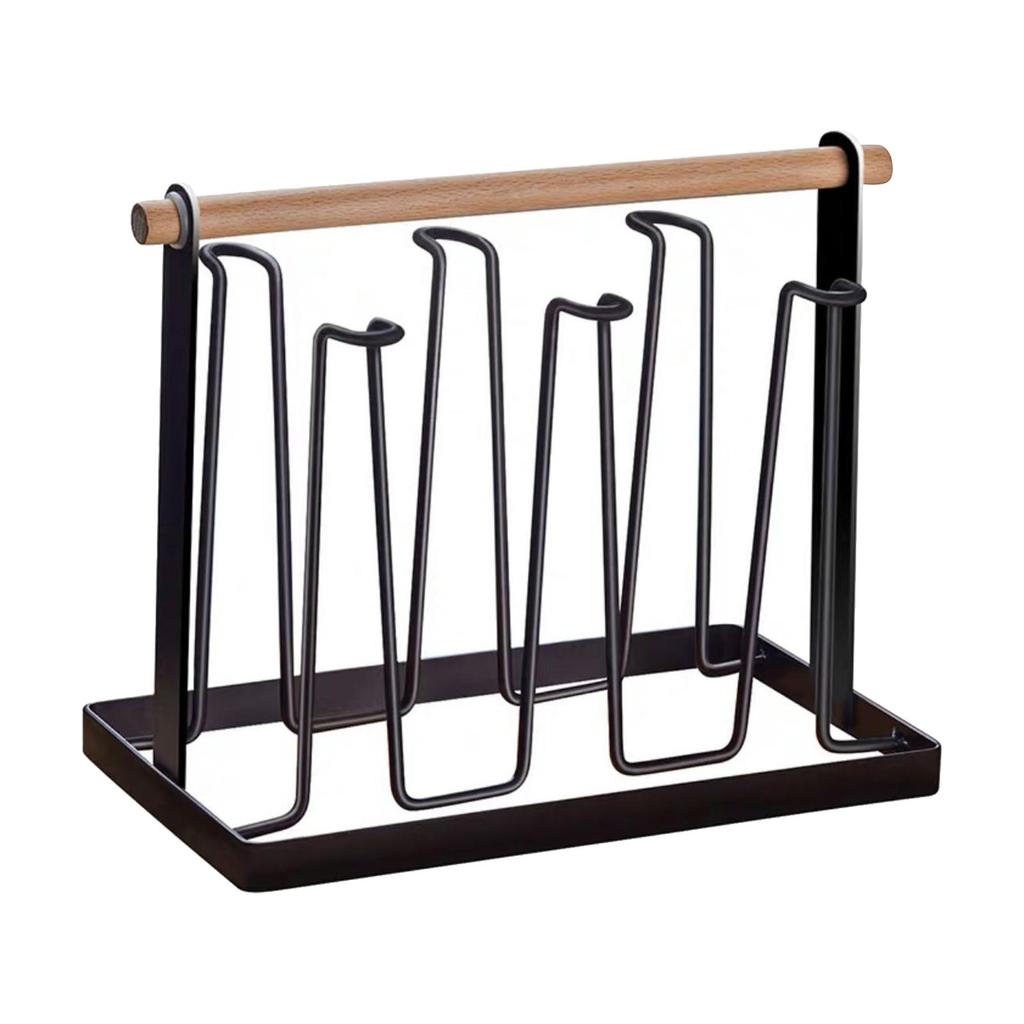 Bottle Rack Glass Cup Holder Stand Tree Drainer with Metal And Wood Construction Quick
