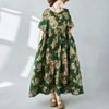 Simple Bohemian Print Dress Short Sleeve Round Neck Summer New Style Elegant Feel Long Dresses Women's Clothing