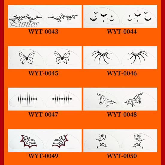 Spooky Halloween Party Supplies Makeup Eye Temporary Tattoos, Waterproof Spider Web Bat Eyeliner Scary Face Decals Shadow Tattoo Sticker for