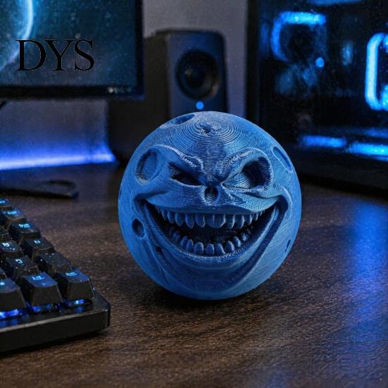 Creepy Moon Sphere Ornament 3D Printed Face Figurine, Spooky Lunar Statue Desk Decor, Horror Dark Fantasy Room Accessory Expression Collectible