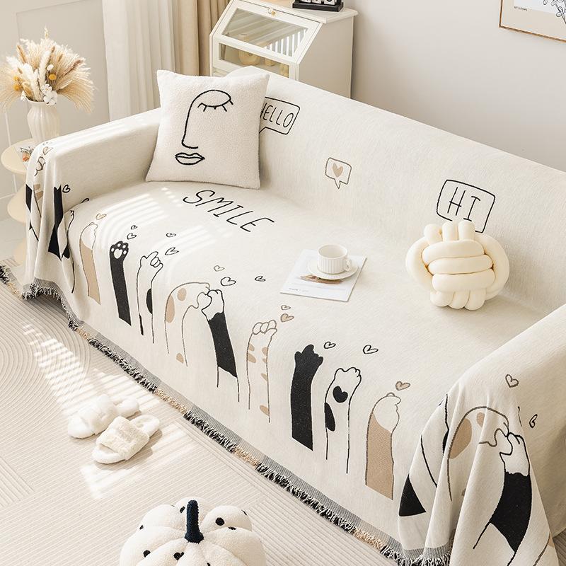 Simple Style Cat's Paw Chenille Sofa Towel Non-Slip Living Room Anti-Scratching Nap Wool Blanket Sofa All-Inclusive Universal
