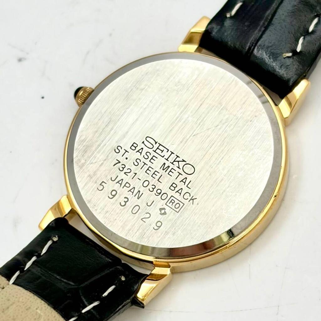 SEIKO Exceline Watch Gold 593029 New Strap [New Battery] Ladies' 7321-0390