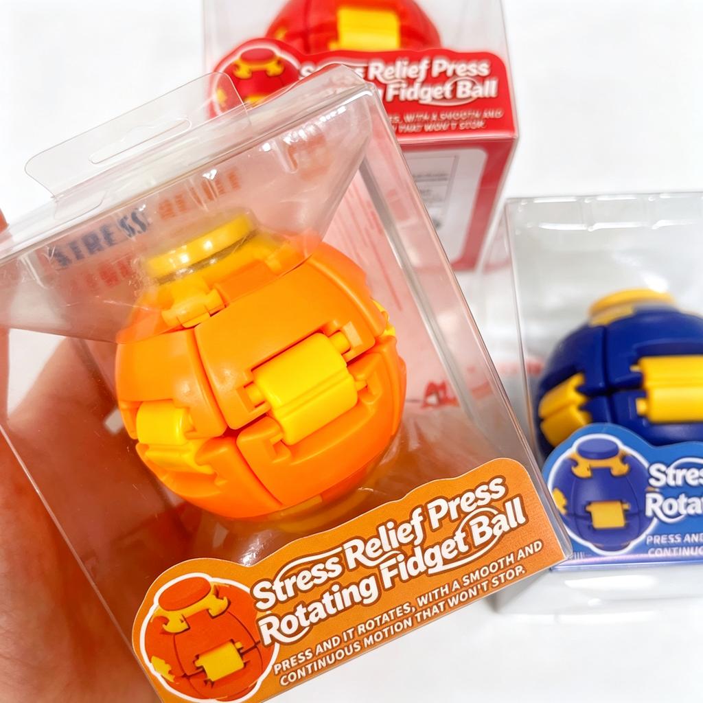 3D Printed Press-To-Spin Fidget Ballone Click Deform Fidget Spinner Ball, Smooth Rotating Stress Relief Sensory Toy