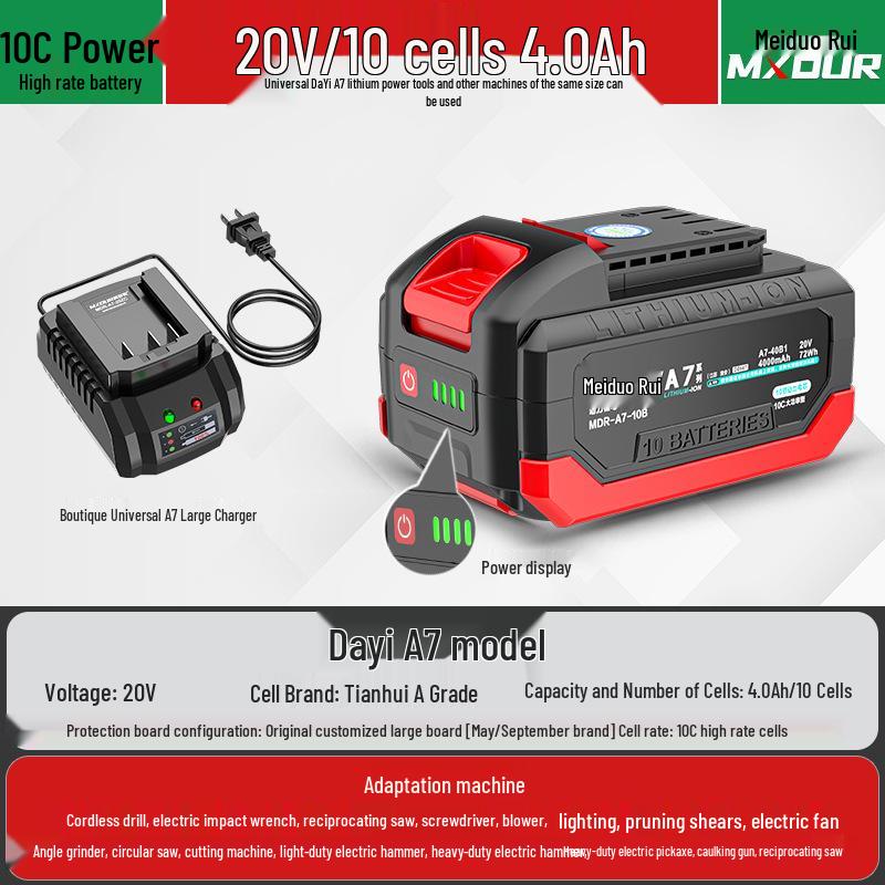 Universal A7 20V Cordless Multi-Tool: Electric Wrench, Angle Grinder, Hammer, Drill, Circular Saw.