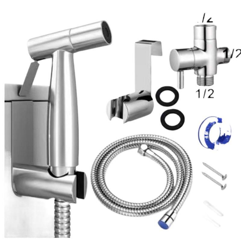 Women's Bidet Sprayer Set: High-Pressure Booster Faucet, Shower Head, and 304 Stainless Steel Toilet Splitter.
