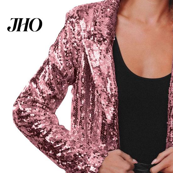 Sequin Outerwear Women's Jacket Shiny Open Front Blazer Evening Women Party Sparkly Long Sleeve Cardigan Coat with Pockets Elegant