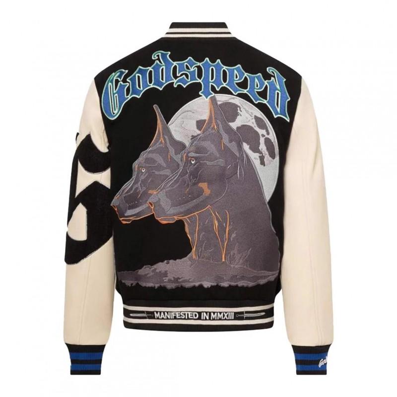 ODSPEED schwere Patchwork-Jacke mit Stickerei, Vintage, lockerer Baseballmantel für Herren