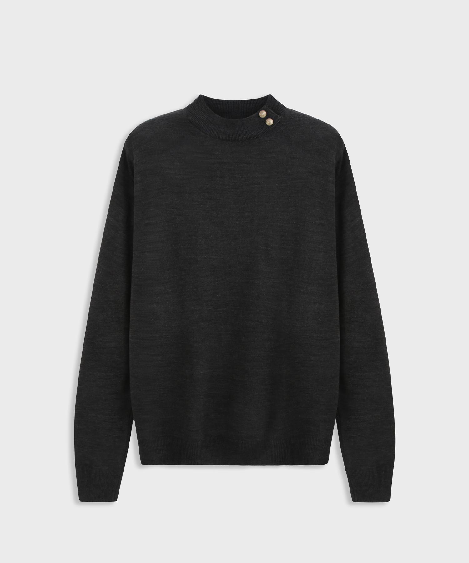 Ash Hour Gold Button Round Knit Charcoal Charcoal/M
