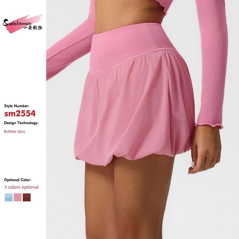 Export New Quick-Drying Sports Tennis Skirt Fashion Tape Bubble Skirt Yoga Breathable Pettiskirt Running Fitness Skirt