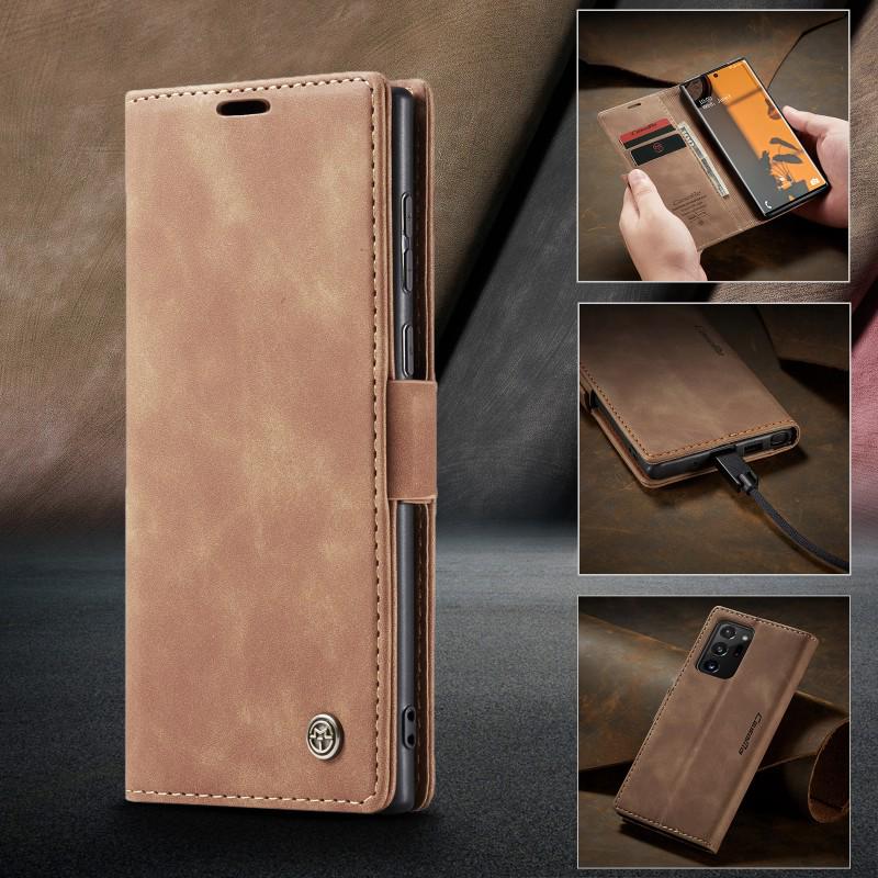 Retro Frosted Leather Flip Phone Case for Samsung NOTE20 Ultra/10 Plus with Card Slot & Stand