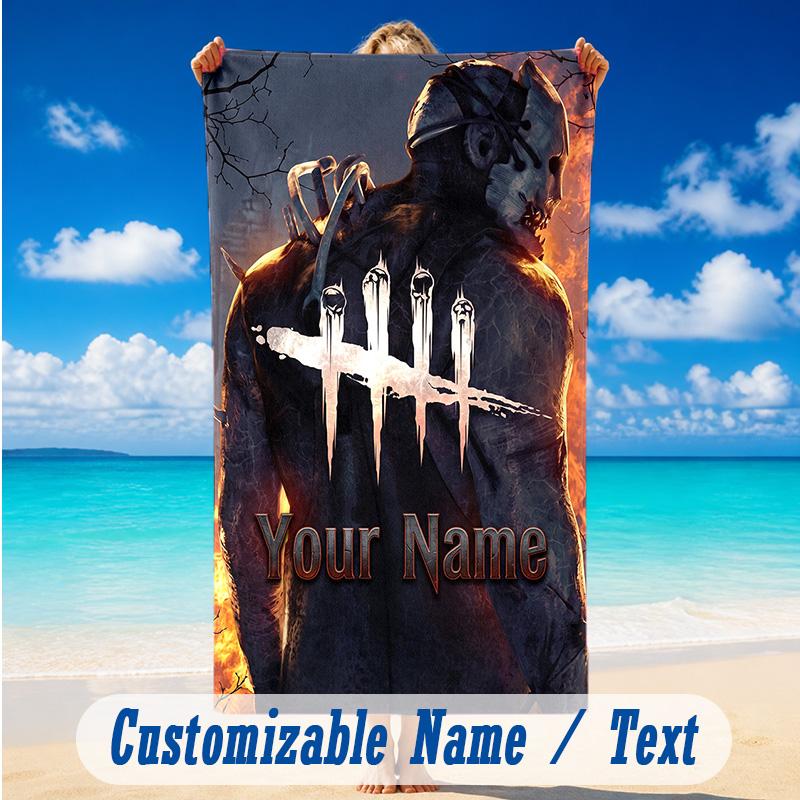 Beach Towel Custom Name Text, Quick Dry Large Towel For Beach HomeDead by Daylight