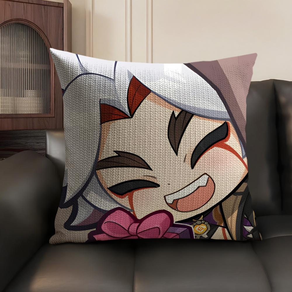 Arataki Itto Cute Genshin Impact Cushion Cover Natural Linen Organic Fabric DoubleSided Printing Sofa Home Decor Pillow Case
