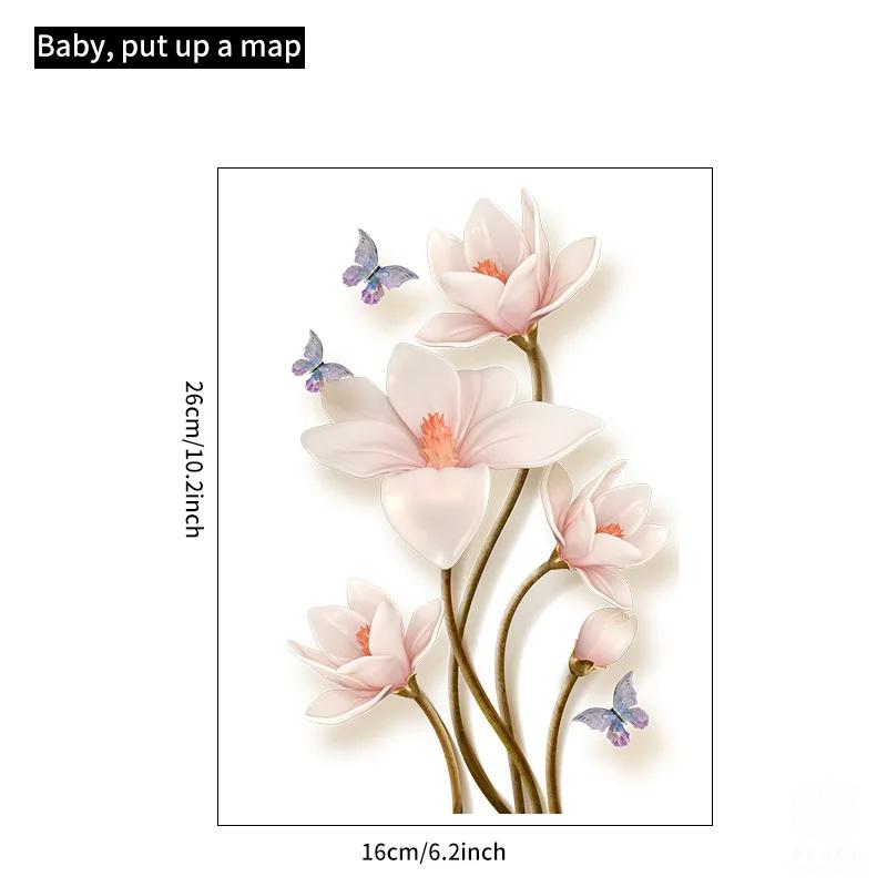 1PC Chinese Style Simple And Elegant Flower Butterfly Stickers For Bathroom,Bathroom, Waterproof  ToiletLid, Toilet Sticker