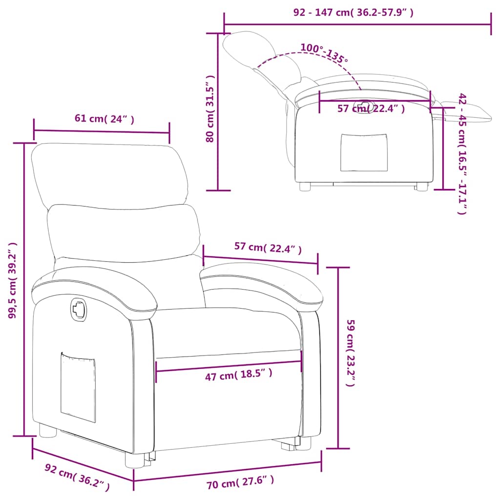 Recliner with Rising Function Brown Fabric