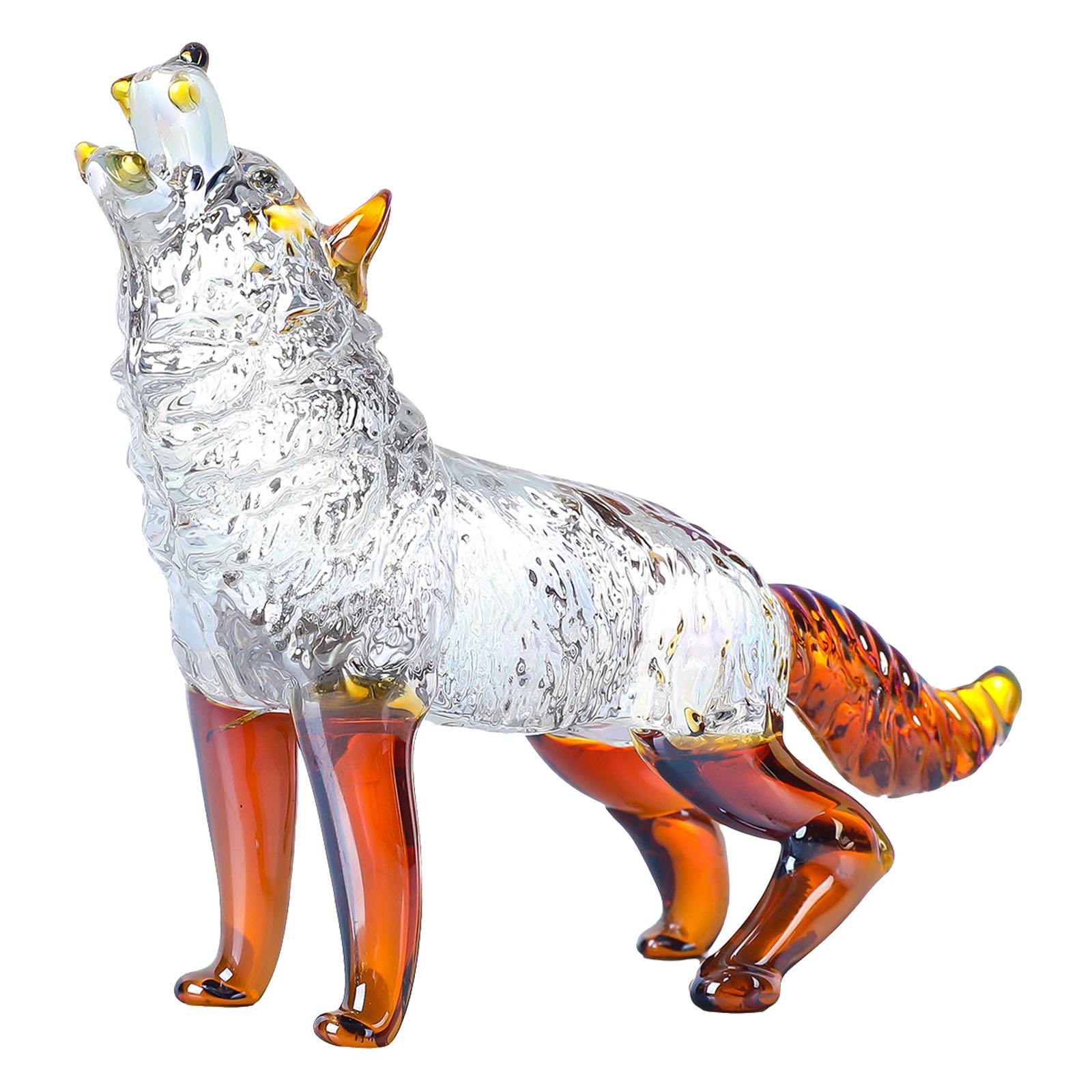 

Коллекционная скульптура животного Хрустальная стеклянная фигурка волка Статуэтка воющего волка для любителей искусства 4