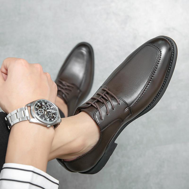 Herren Herbst 2025 Britischer Stil Leder Schnürschuhe - Schwarz Spitze, Business Casual und Jugend Formell 46 grau