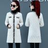 Cotton-padded Women's Medium and Long Winter Loose Cotton Clothes Woven Rhombus Light Down Cotton Women's Thickened Coat