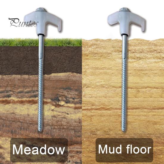 8Pcs Tent Stakes Heavy-Duty Metal Camping Stakes Threaded Anchors Set Up with Drill or Hammer Superior Grip Tent Pegs On Grass Soil Gravel for Canopy