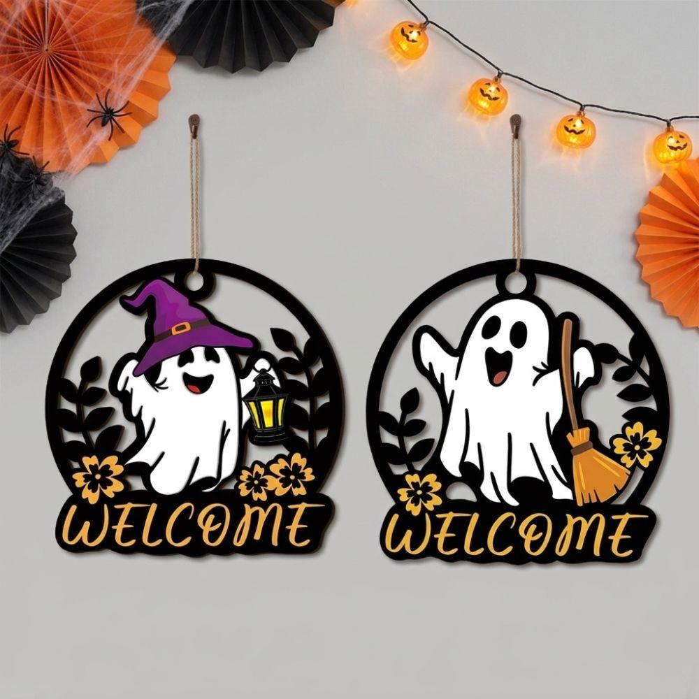 Hollow Out Halloween Ghost Door Hanger Cartoon Halloween Front Door Decor  Holiday Party
