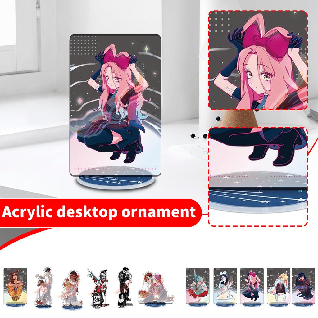 Acrylic Stand Figure Anime Character Display 20CM Height Double-Sided Print Clear Base Decorative Model Stand for Desk Shelf Display