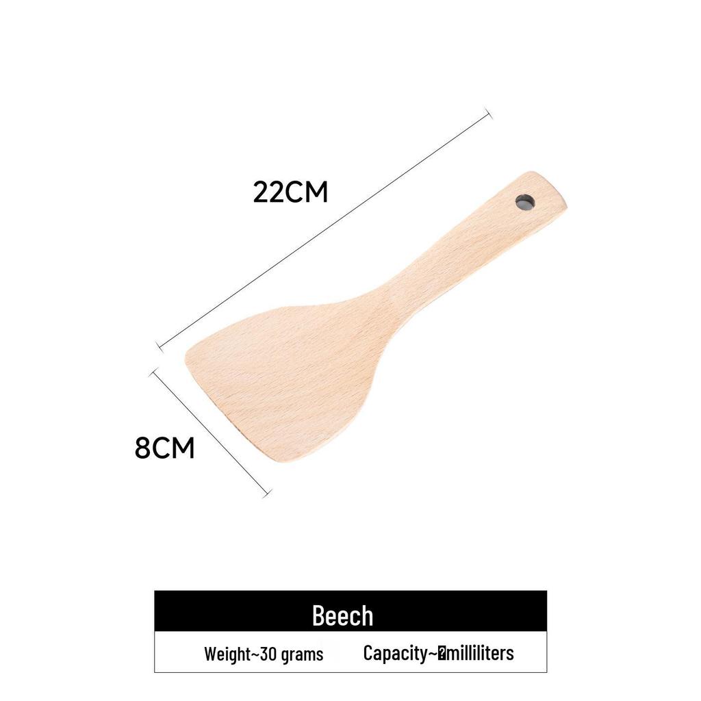 Beech Wood Long Handle Cooking Spatula Set - Unpainted & Unwaxed, Includes Large Porridge & Oil Spoon, Ideal Household Gift