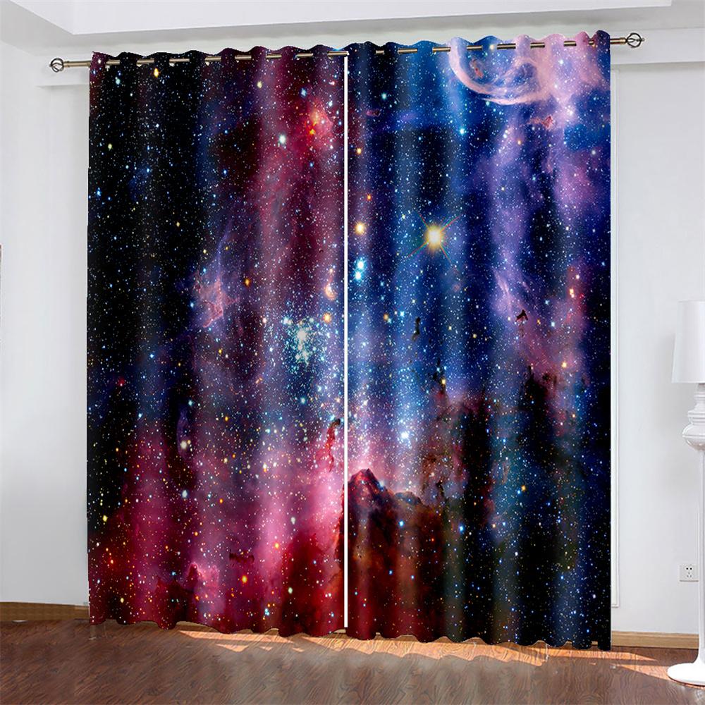 

Cheap Azure Cosmic Planet Starry Milky Way Sky Space Children Shading 2 Panels Drape for Bedchamber Livingroom Space Household Hook Decoration 100W130H(CM)40x51in&Rod Pocket