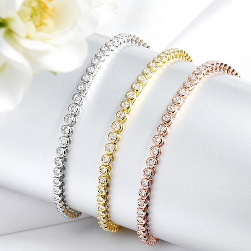 Smyoue 3 Colors 2/3mm Bubbles All Moissanite Tennis Bracelet for Women Men Bangles Full Diamond Pure 925 Silver Chain Jewelry
