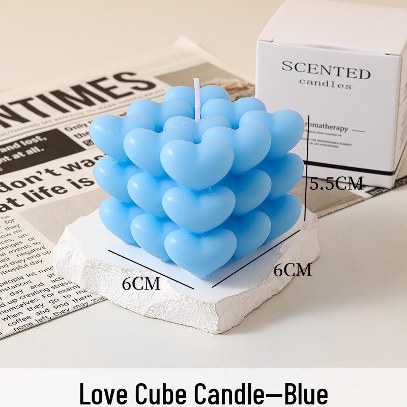 Heart-Shaped Magic Cube Aromatherapy Candle - Cute Handmade Fragrance Ornament & Souvenir for Indoor Decor