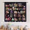 Witchy Curtains Fantasy Magical Bookshelf Mysterious Bookcase Skull Spooky Gothe Window Drapery Treatments Vintage Blackout Made Of Polyester