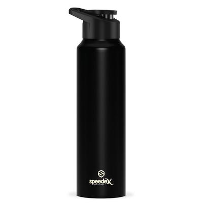 Stainless Steel Water Bottle 1 Ltr For Kids, Boys, Girls, 1 Litre Bottles for Gym, Sports, Fridge Use, School & Office (Sipper Cap - Set of 1, Black)